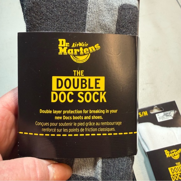 Dr. Martens Double Doc Socks 2- pair set S/M white charcoal padded - Picture 3 of 7